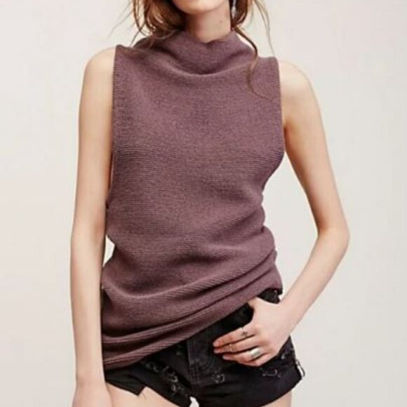 Free People Isla Ottoman Slouchy Ribbed Knit Tunic Sweater Top Mock Neck Boho S - Picture 10 of 10